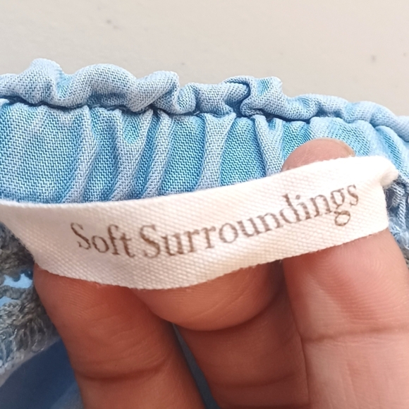 Soft Surroundings Boho Chambray Sz XL Off The Shoulder 3/4 Bell Sleeve Tunic Top - Picture 8 of 12